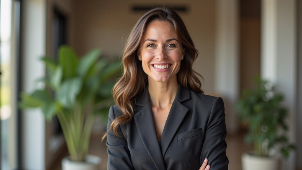 Martina Rossini, interior designer specializzata in rinnovo stagionale, portrait da spalla, ufficio moderno, luce naturale
