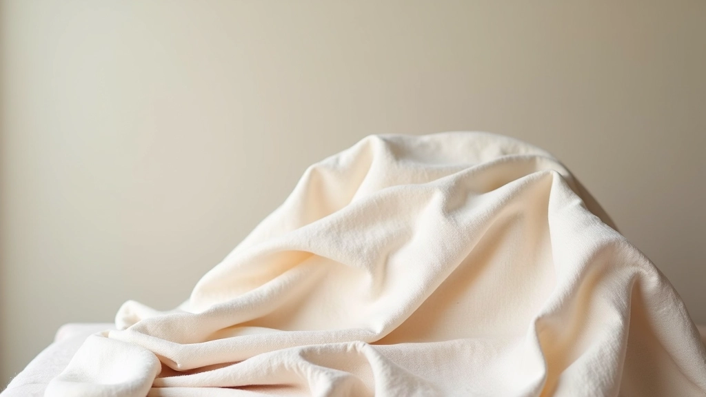 Tessuti leggeri primaverili con trame naturali: lino, cotone e seta disposti su poltrona luminosa, texture morbide e colori chiari